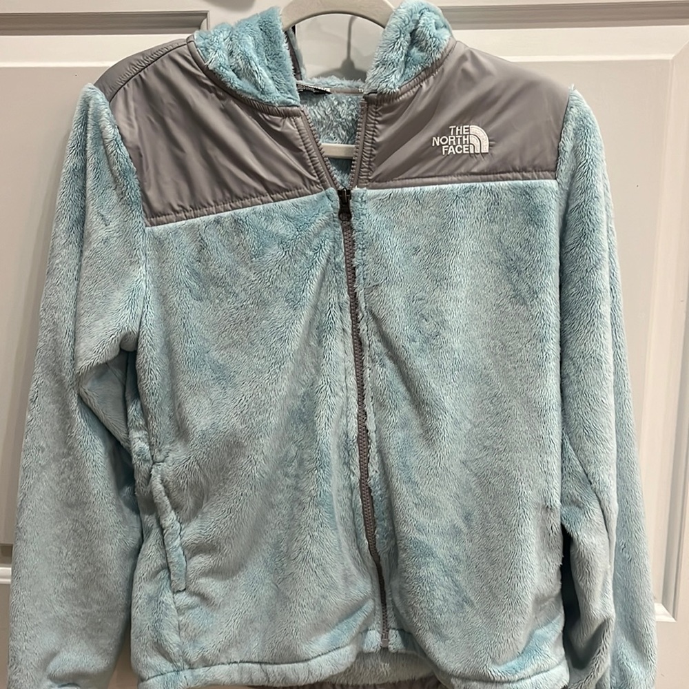 Girls Light Blue North Face fleece jacket